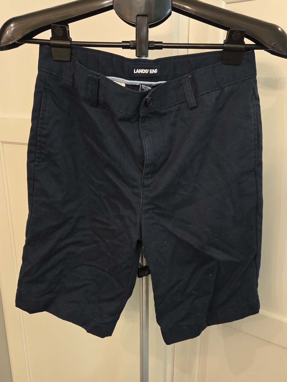 Lands' End Boy's Navy Flat-Front Chino Shorts Size 12H